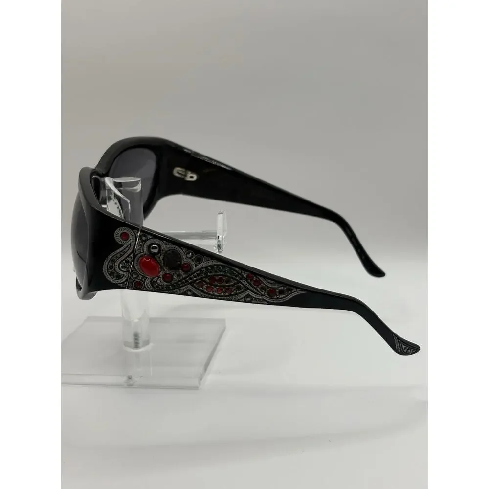 Judith Leiber Sunglasses Black Rhinestone Italy 61-10